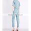 Customized Lady's Apparel Elasticated Waist Short Sleeves N-neck Woven Jumpsuit(DQM002J)