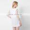 Black V neck models for summer three quarter sleeve womens plus size blouse