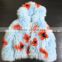 Brand design fox fur knited woman real colorful fox jacket long sleeves with hoood
