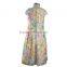 Long sleeveless cotton net frock design girl dress with flower for kids