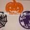 Halloween Placemats Felt Purple Witch Orange Jack O Lantern Black Spider Web NEW
