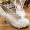 White flower bud silk waterproof platform heel water diamond wedding shoes wedding dress shoes for women's shoes WS016