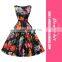 Women Sexy Colorful Flower Print Fashion Dress Beautiful Skater Dress With Belt
