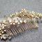 Vintage Wedding Bridal Golden Leaves Crystal Hair Comb