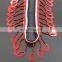 Fashion high quality red color plastic bead with ribbon trim tassel beaded fringe trim for clothing