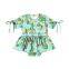 Floral pattern flower printing  soft bright  jumpsuit girl baby rompers