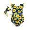 Girl Sunflower Bodysuit Flutter Sleeve Onesie Baby Bubble Romper