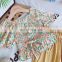 Summer girls 2 pcs set baby blouse + pants kids suits children clothes floral pletaed elastic ruched puff sleeve