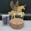 Unicorn 3D Lamp Led Night Lamp Round Wood Base 16 Color with Remote