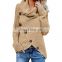 Custom OEM Winter Ladies, Heather Gray Buttoned Wrap Turtleneck Women Sweater/