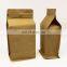 Custom bio degradable packaging flat bottom kraft paper coffee packaging with tear off zipper and valve