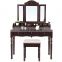 7 drawers makeup dressing table in wood with cushioned stool