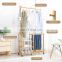 Bamboo Hanging Clothes Rack With Hooks And Wheels Bamboo Clothes Rack For Store Bedroom Living Room