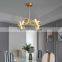 Art Deco Glass Copper Chandelier Dining Living Room Ceiling Hanging Lamp Gold Finish LED Pendant Light