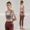 Fashion Color Blocking Racer Back Bra Match Crotchless V Cut Cross Waist Leggings Gym Yoga Set Workout Fitness Sports Wear