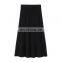 Newest Elegant A-Line Pleated Rib Knitted Cashmere Skirt Solid Design with Natural Waist Sustainable Woolen Yarn Dyed Fabric