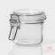 Glass jar for powdery substances, 190ml, 200ml, 250ml, with a buckle lock, transparent glass material