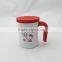Double wall insulated coffee mug with handle and lid