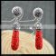 LFD-033E Wholesale Druzy Red Shell Carved Engraved Pave Rhinestone Crystal Drop Earrings Jewelry Finding