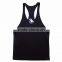 100% cotton Y-back mens gym singlet with custom printing