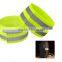 high visibility green hook and loop elastic band reflective arm band