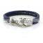 snake head fancy cowhide leather wrist band for men