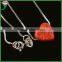 925 silver chains OP45 red heart shape synthetic opal stone semi precious stone pendant