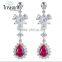 China Jewelry Fashion Wholesale Ruby Zirconia Pendant Jewelry Set, Earring And Necklace Wedding Jewellry Set for Bride