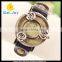 vintage charming genuine leather fashion best selling women bracelet watch(WJ-3557)