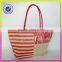 Handled stripe style and jute with cotton material tote bag