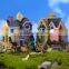 Village houses resin statue decorative garden decor