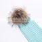 Custom raccoon fur pom pom ball & knitted beanie Hat wholesale price KZ160074