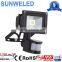 10-100W led flood light with motion PIR sensor 10w 20w 30w 50w 70w 100w with CE IES IP65