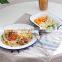 Dishwasher-Safe Dinnerware Sets Enamelware Lunch/Salad Flat Plate, Solid White With Red Rim Enamel Plates