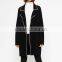 Guangzhou Women coats Manufacturer Contrast Piping Black Long coats Ladies Winter Coats