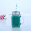 Glass Mason Jar with handle Glass mugs straw lid