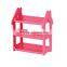3-Shelf Multifunction Shelving Unit Plastic Storage Rack With Home Shape Wine Organizer