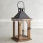 Wooden Lantern Set Of 2 | Wooden Lantern With Metal Top