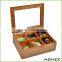 Bamboo Tea Box Bag Storage Box With 6 Divide /Homex_Factory