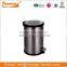 Round stainless steel pedal garbage can with soft close cover