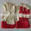 Red pig grain leather gloves