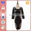 Classical Black Warm Fabric Elegant O Neck Wool Dress