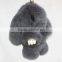 Myfur Dark Grey Cute Rabbit Fur Made Rabbit Bag Accessory Pendant