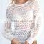 Runwaylover 118 Ladies 2017 Fashion Puff Sleeve Lace Transparent Blouse