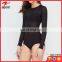 High Neckline Stripe Detail long SleevE Women Sexy Bodysuit