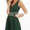 2017 dark green new model women midi dress design