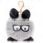 rabbit fur pom pom owl lady bag purse keychain