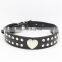 Best selling double drainage drill smooth peach heart pet collar cat dog collar PU dog chain