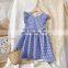 Summer 2020 girls fashion ruffles sleeve princess dresses kids bow plaid dress
