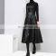 TWOTWINSTYLE Women Elegant Dresses PU Leather Square Collar Spaghetti Strap High Waist Fashion